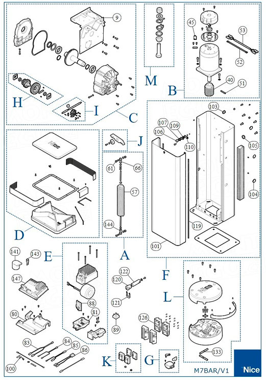 Запчасти для шлагбаума NICE M7BAR