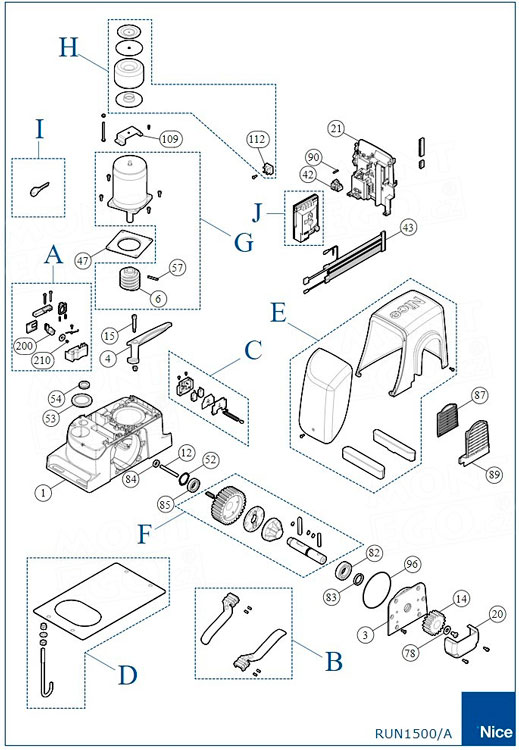 Запчасти для привода NICE RUN1500