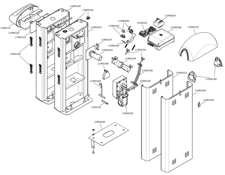 Запчасти для шлагбаума CAME GARD 8000