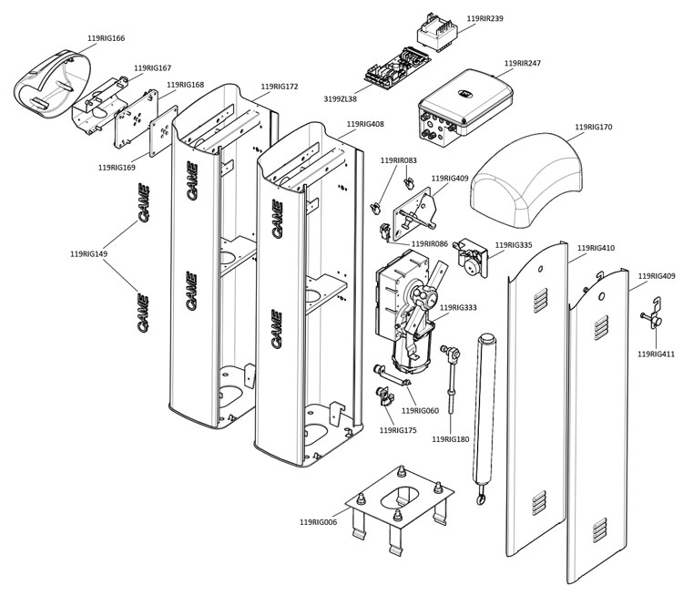 Запчасти для шлагбаума CAME GARD 4040